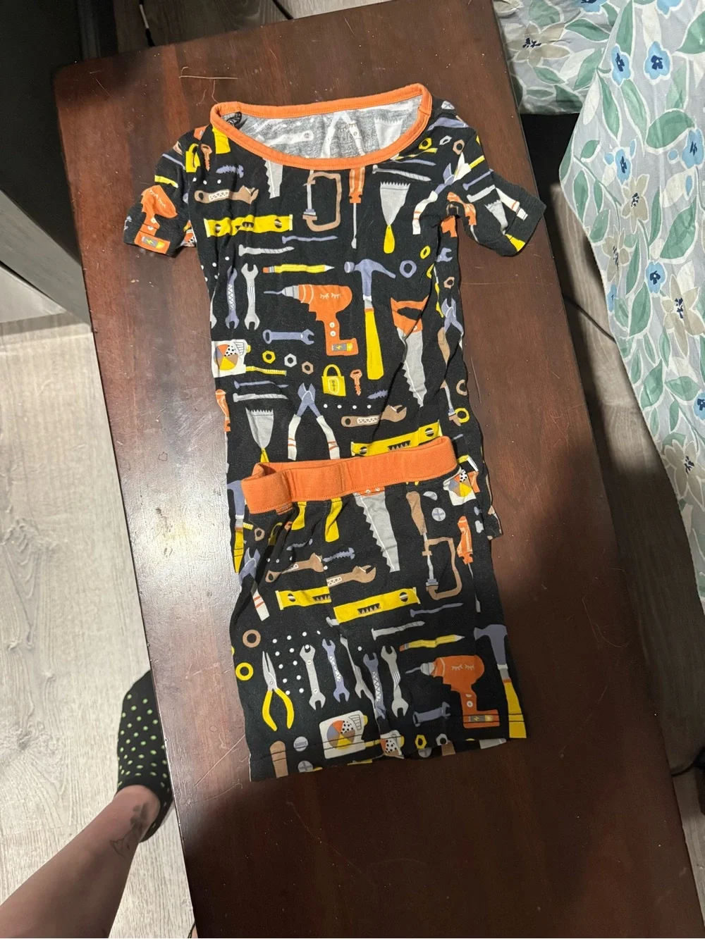 Little Sleepies Black and Orange Tool-Print Kids Pajama Set